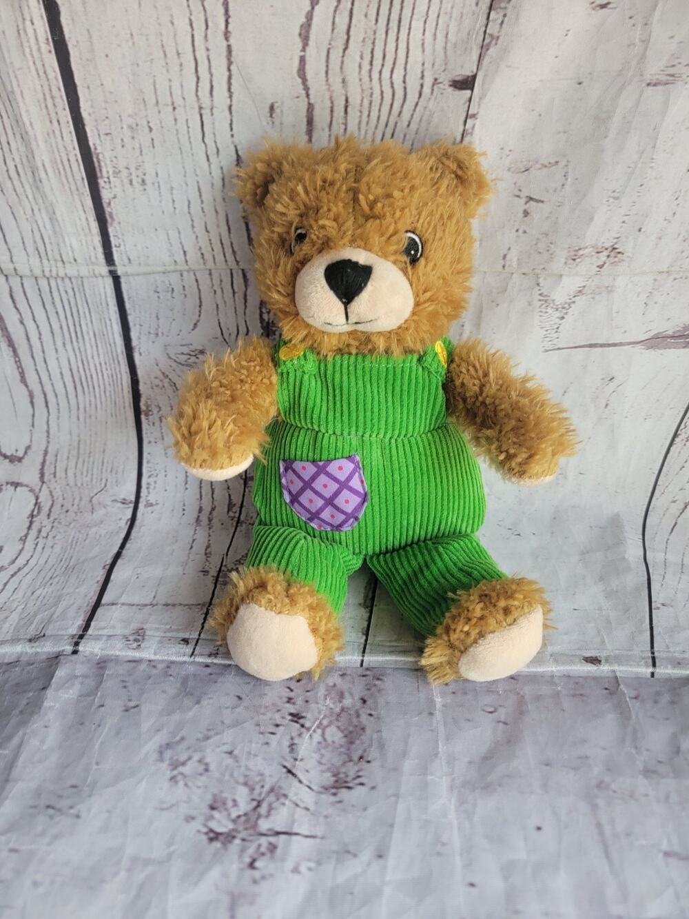 YOTTOY Corduroy Bear 10in Teddy Plush Green Overalls Year 2012 Penguin Group